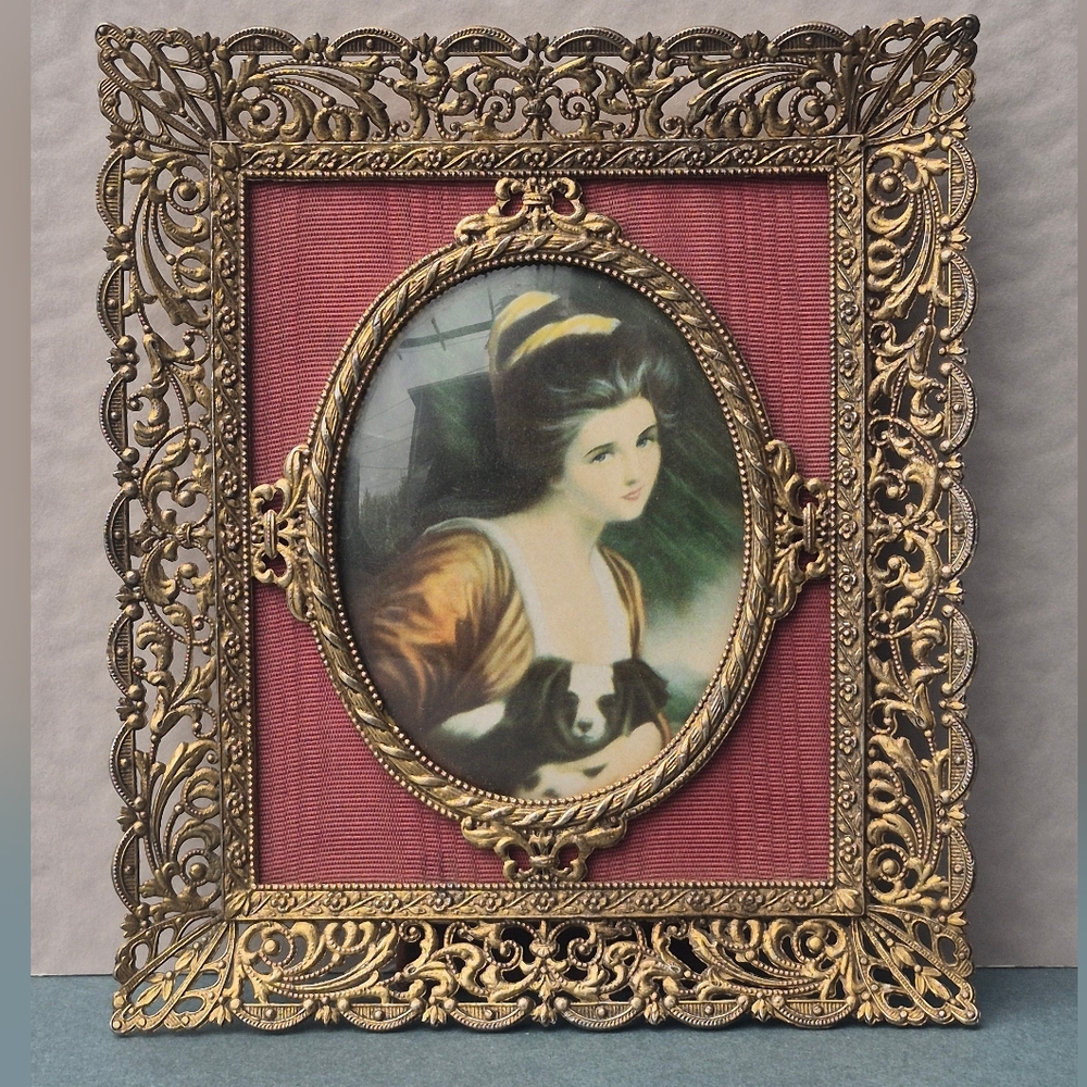 Mini Art Vintage-Frame with Portrait of Lady Hamilton by Artist George Romney